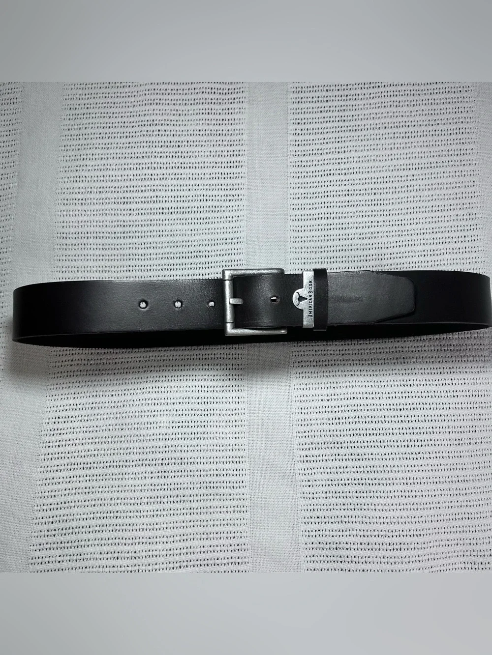 American Bison Dark Brown Leather Belt Men’s 34 Silver Hardware Excellent